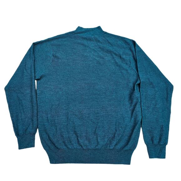 Peter Millar 1/4 Zip Sweater Size XL Teal Knit Merino Wool Mock Neck Blue-Green - Picture 7 of 8